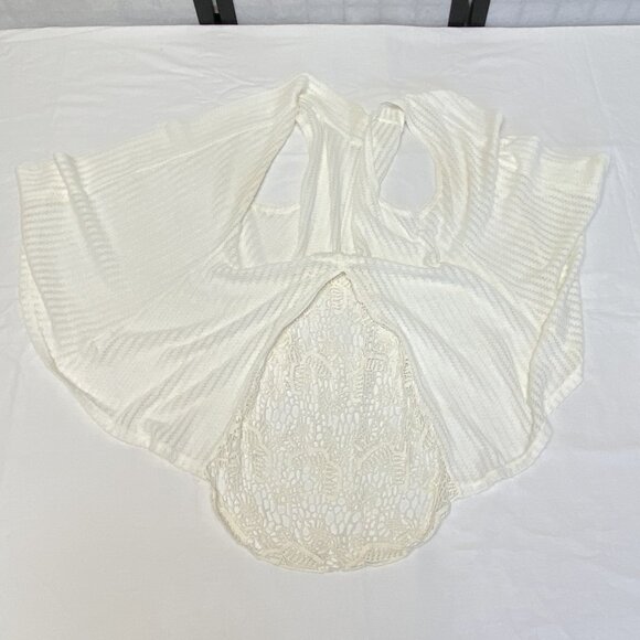 Maurices Sleeveless Stripe Crochet Drape Cardigan Vest Ivory L Boho Layering - Picture 10 of 14